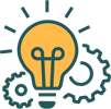 icon of lightbulb and gears representing innovation